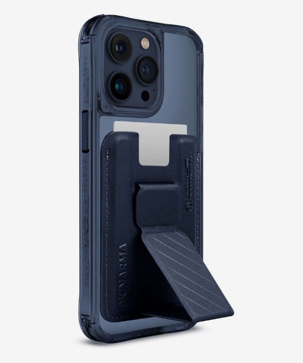 Чехол для Iphone 15 Pro Max SkinArma Saido Mag-Charge + Kado Magnetic Cardholder - Blue (Bundle)